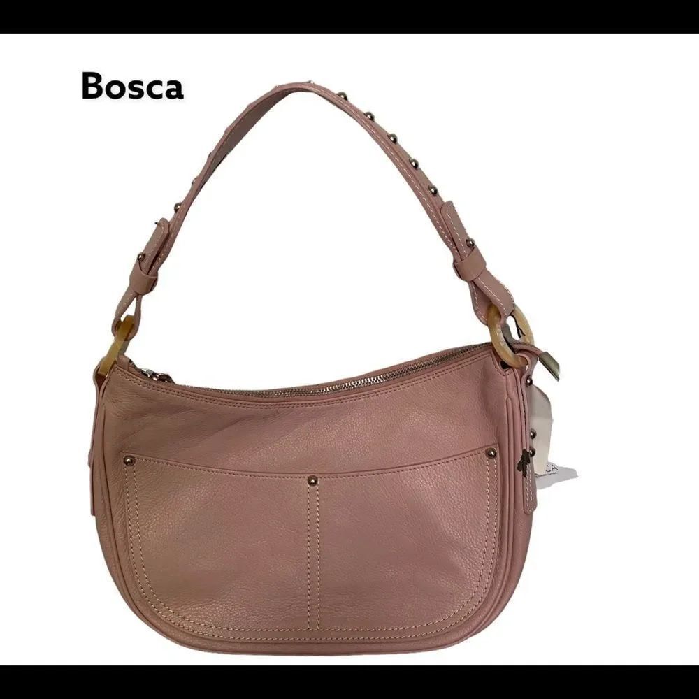 NEW Bosca pink Y2K style leather hobo shoulder bag